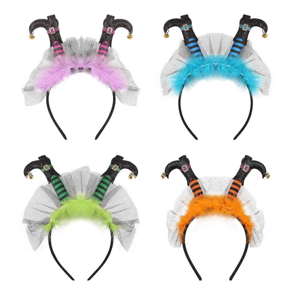 4367 Halloween Witch Headband 4 PCS Witch Boots Headband Cute Multi Color